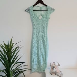 Mint lace fitted dress